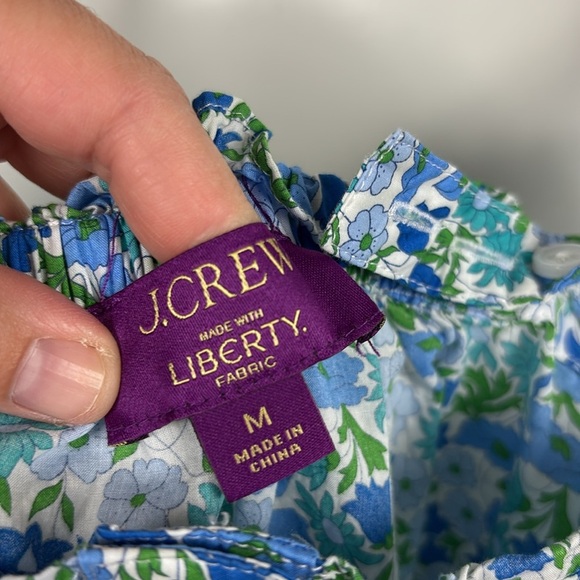 J. Crew Smocked Button Up Sleeveless Blouse in Liberty Fabric - M - Picture 5 of 9
